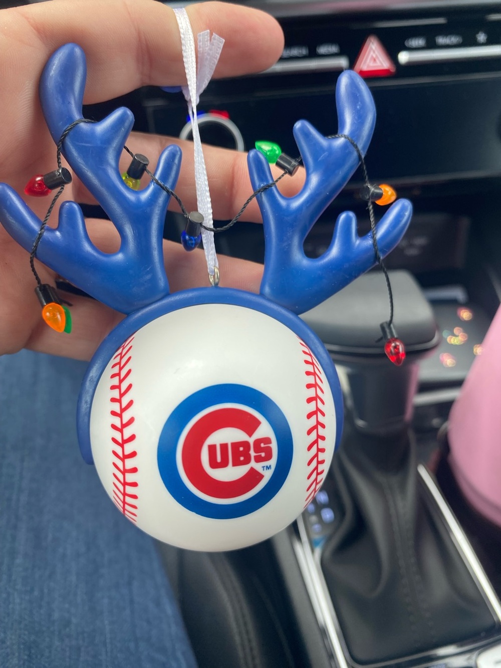 & Other Stories Blue Cubs Baseball Antler Ornament with Multicolor Lights